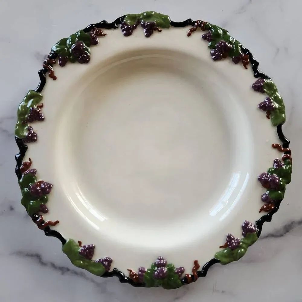 Huting Oinca plate handmade grape cluster vine trim serving dish